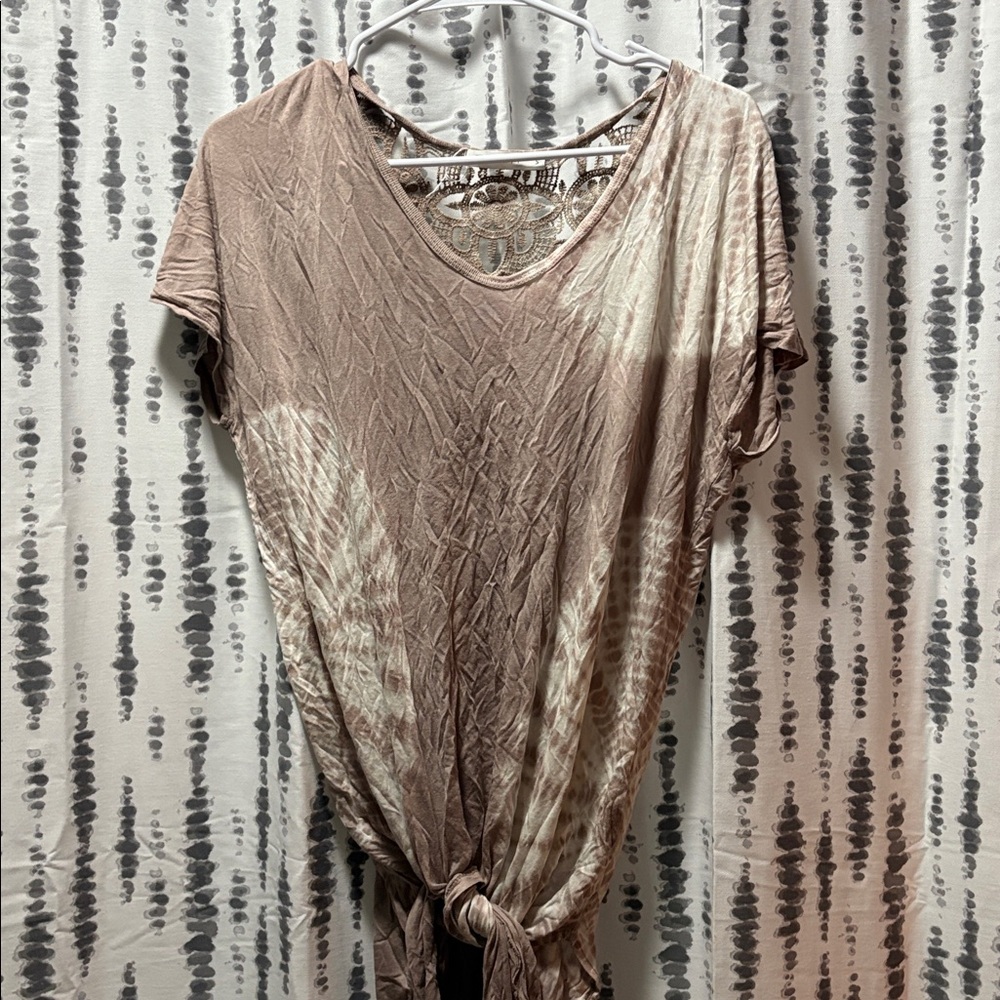 T Party Fashion Beige Lace Detail Top
